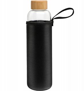 Бутылка для воды, Phantasie,объем 800 мл, из термостойкого стекла, в чехле, крышка из бамбука